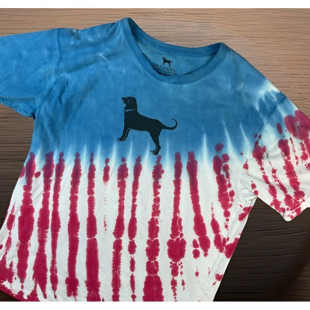 The Black Dog Juniors XL Life Off The Leash Tie Dye Graphic T-Shirt Blue